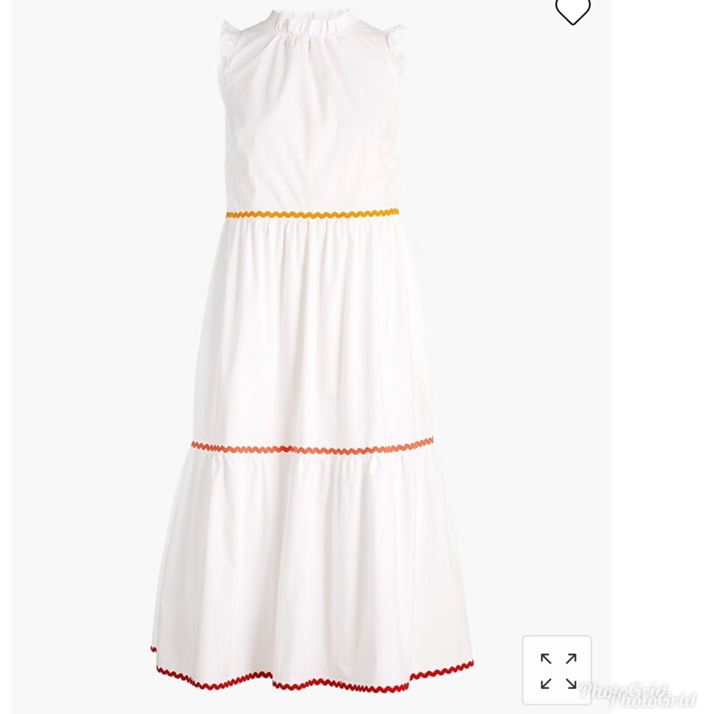 J.Crew tiered midi ruffle dress with rick rack trim sleeveless style AZ002
